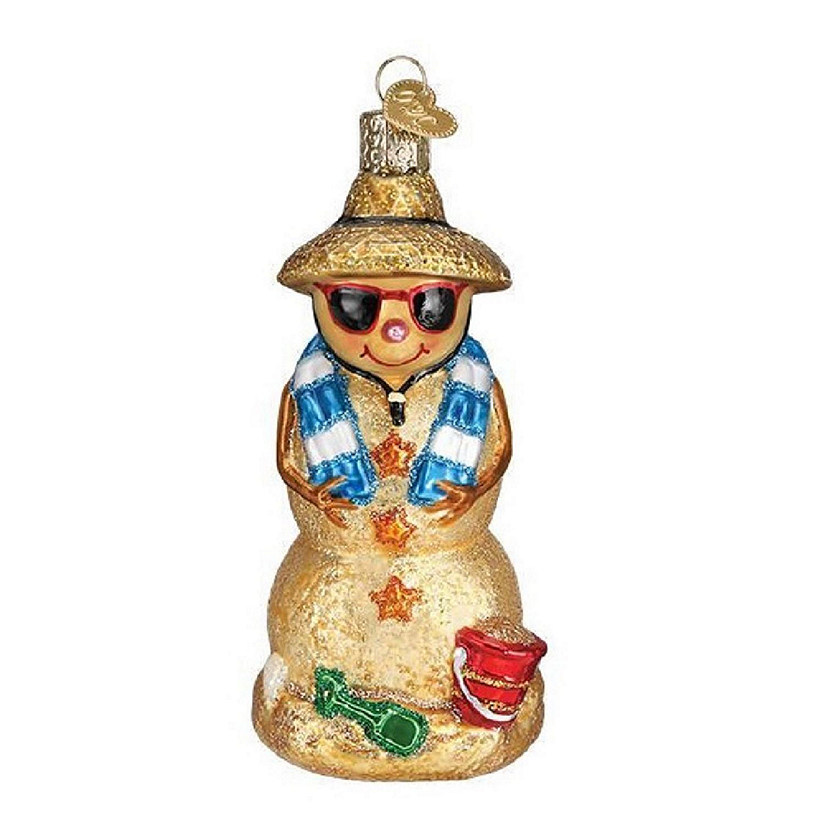 Old World Christmas Sand Snowman Glass Ornament FREE BOX 24188 New Image