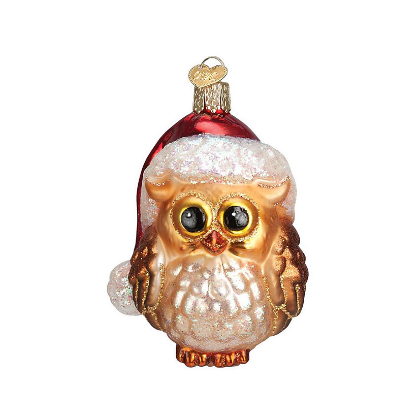 Old World Christmas Santa Owl Glass Blown Christmas Tree Ornament Image