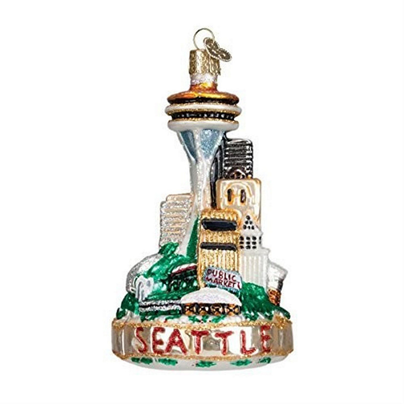 Old World Christmas Seattle Skyline Glass Blown Ornament Image