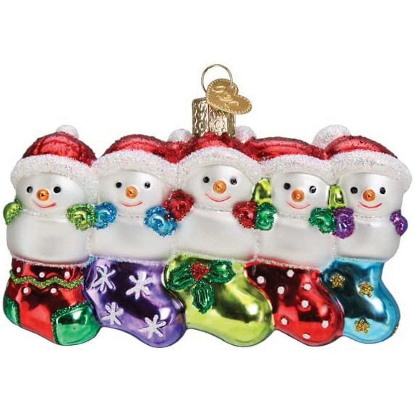 Old World Christmas Snow Family of 5 Glass Blown Ornament, Christmas Tree Image
