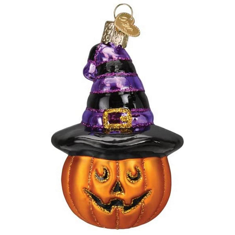 Old World Christmas Witch Pumpkin Glass Blown Ornament, Christmas Tree Image