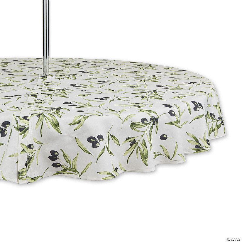 Olives Print Outdoor Tablecloth With Zipper, 60 Round Image