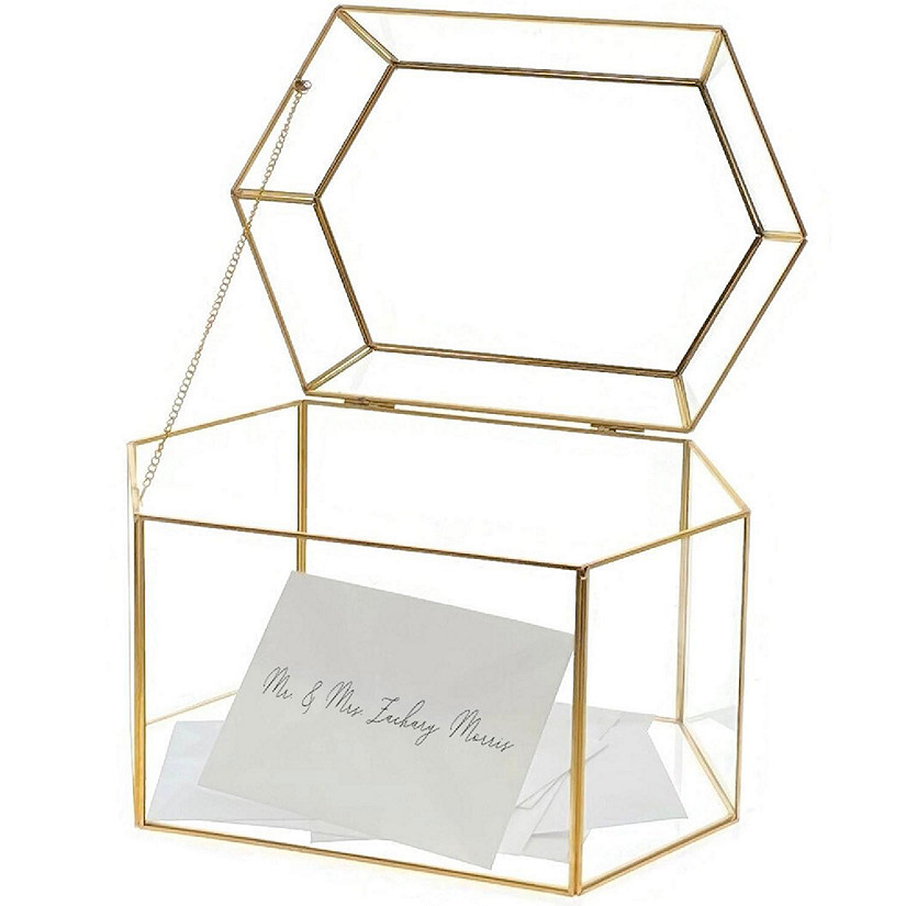 OnDisplay Luxe Gold Frame Glass Wedding Card Box w/Lid Image