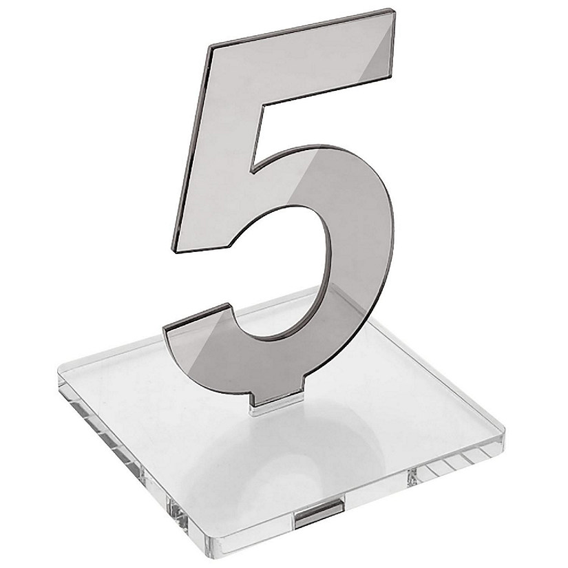 OnDisplay Luxe Laser Cut Mirrored Acrylic Wedding/Party/Event Table Numbers (Silver, 1-10) Image