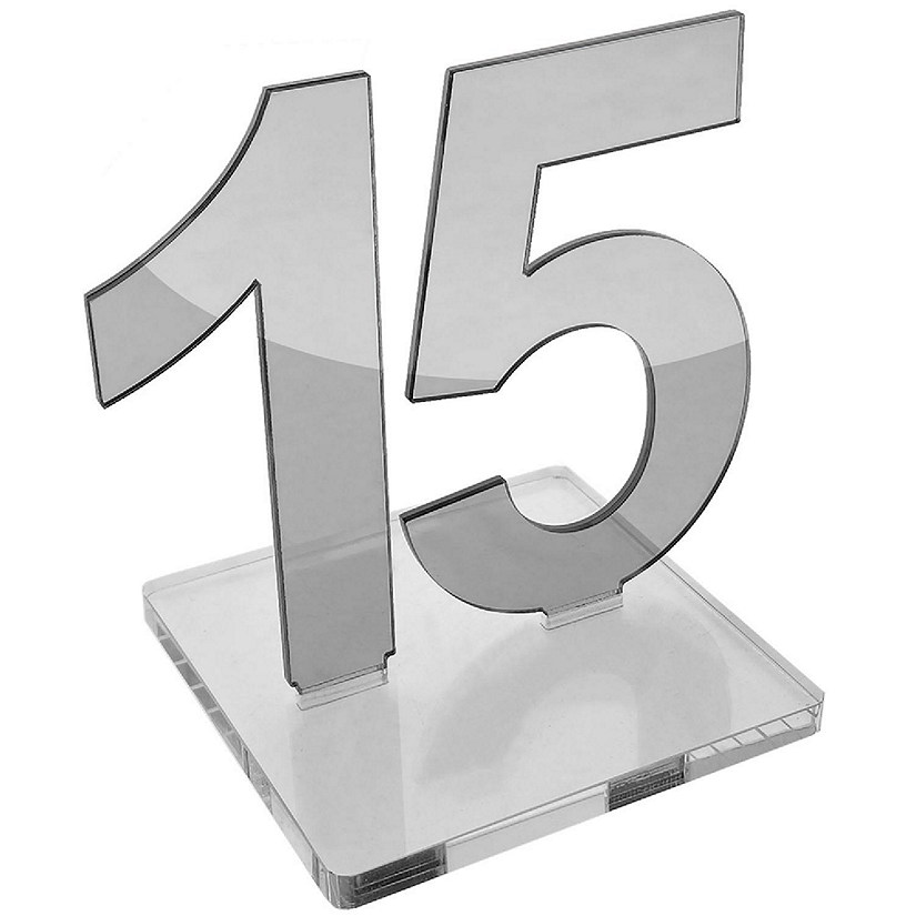 OnDisplay Luxe Laser Cut Mirrored Acrylic Wedding/Party/Event Table Numbers (Silver, 11-15) Image