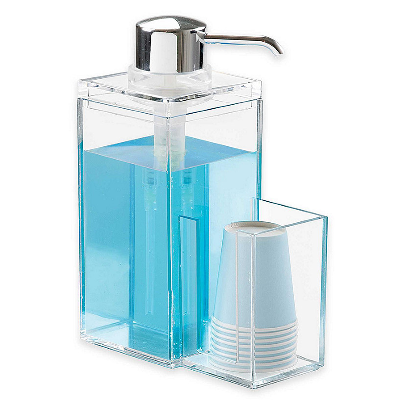 OnDisplay Luxury Acrylic Mouthwash/Soap Pump Dispenser w/Cup Holder Image