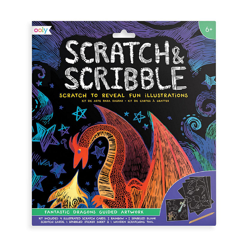 OOLY Scratch & Scribble Art Kit: Fantastic Dragon - 10 PC Set Image
