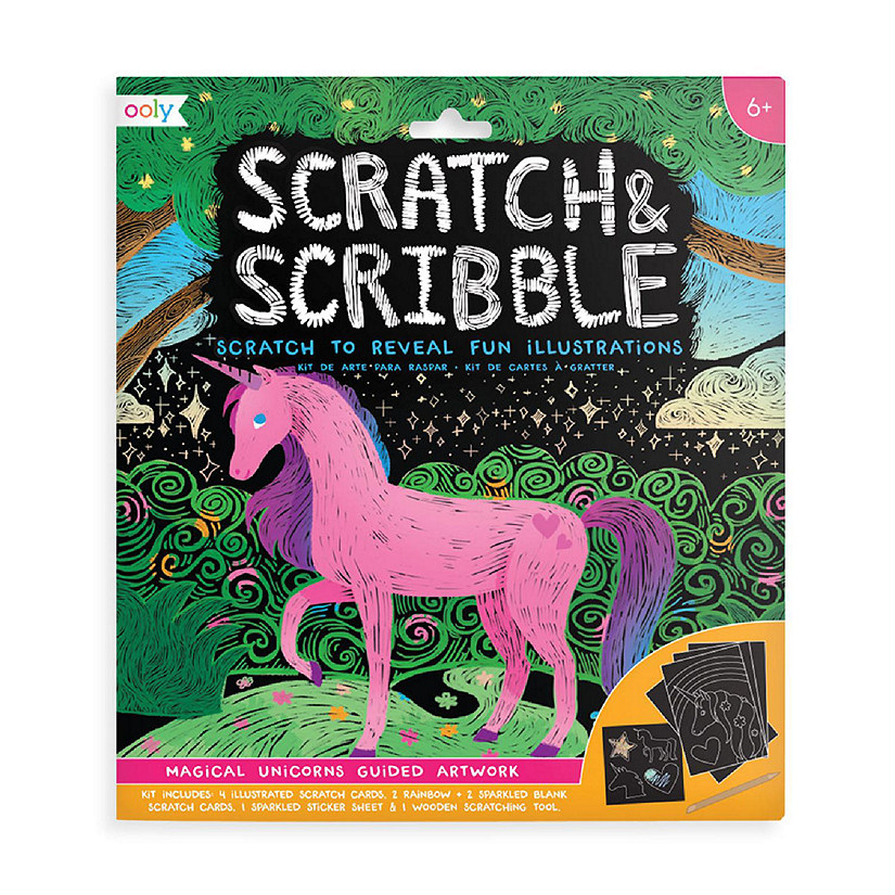 OOLY Scratch & Scribble Art Kit: Magical Unicorn - 10 PC Set Image