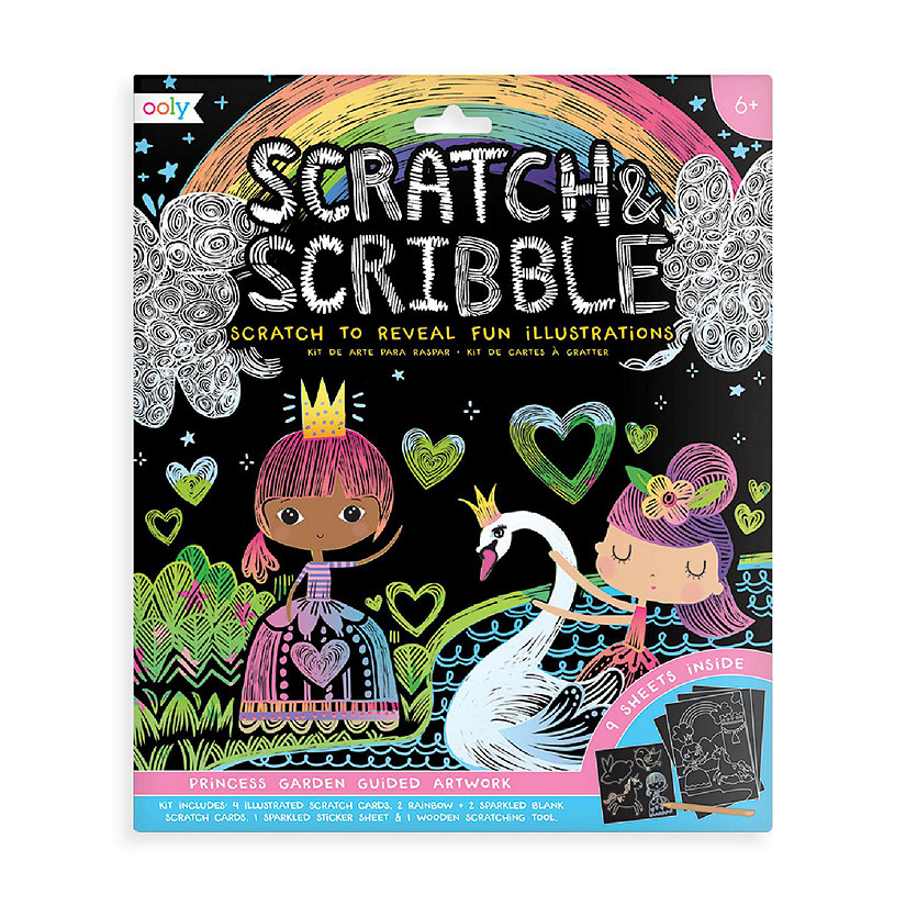OOLY Scratch & Scribble Art Kit: Princess Garden - 10 PC Set Image