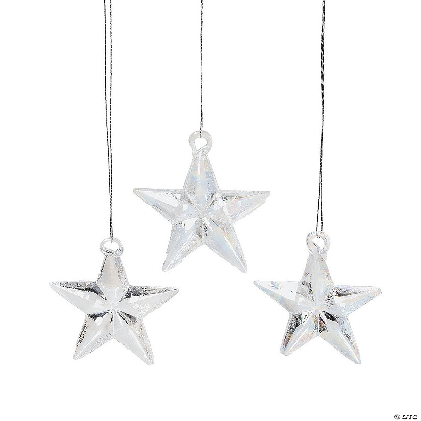 Opalized Star Glass Christmas Ornaments - 12 Pc. Image