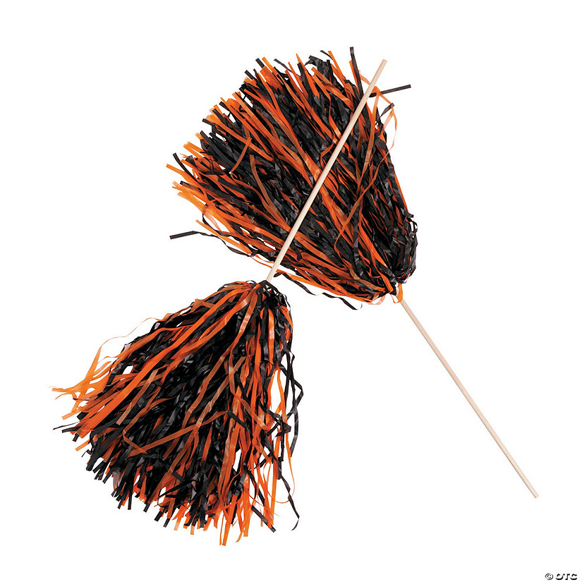 Orange & Black Two-Tone Spirit Cheer Pom-Poms - 24 Pc. Image