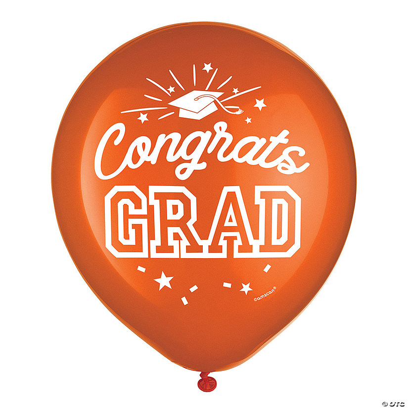 Orange Congrats Grad 12" Latex Balloons - 15 Pc. Image