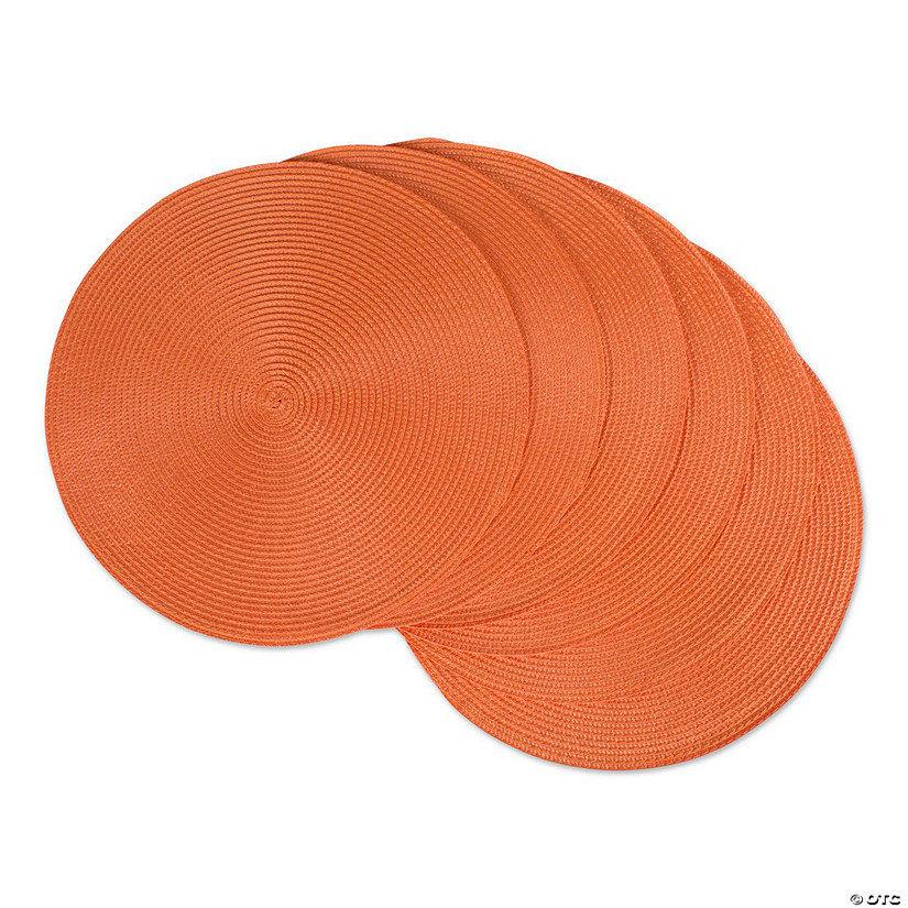 Orange Round Polypropylene Woven Placemat (Set Of 6) Image