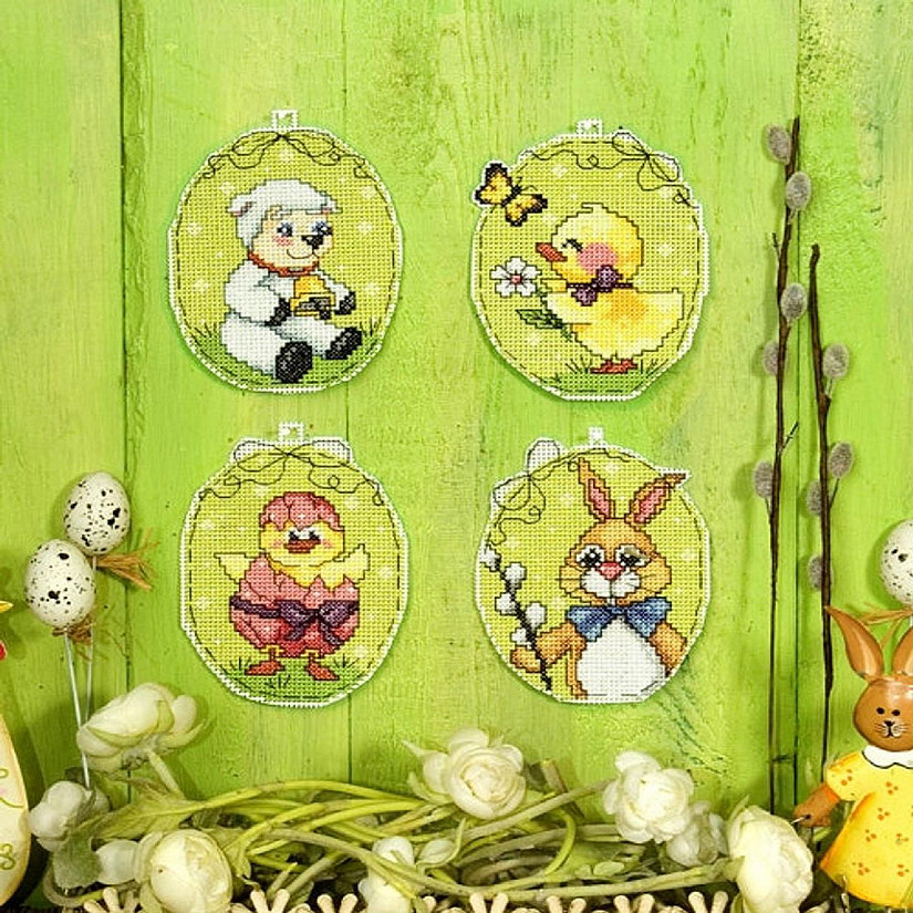 Orchidea Counted cross stitch kit with plastic canvas Easter Eggs set of 4 designs 7630 Image
