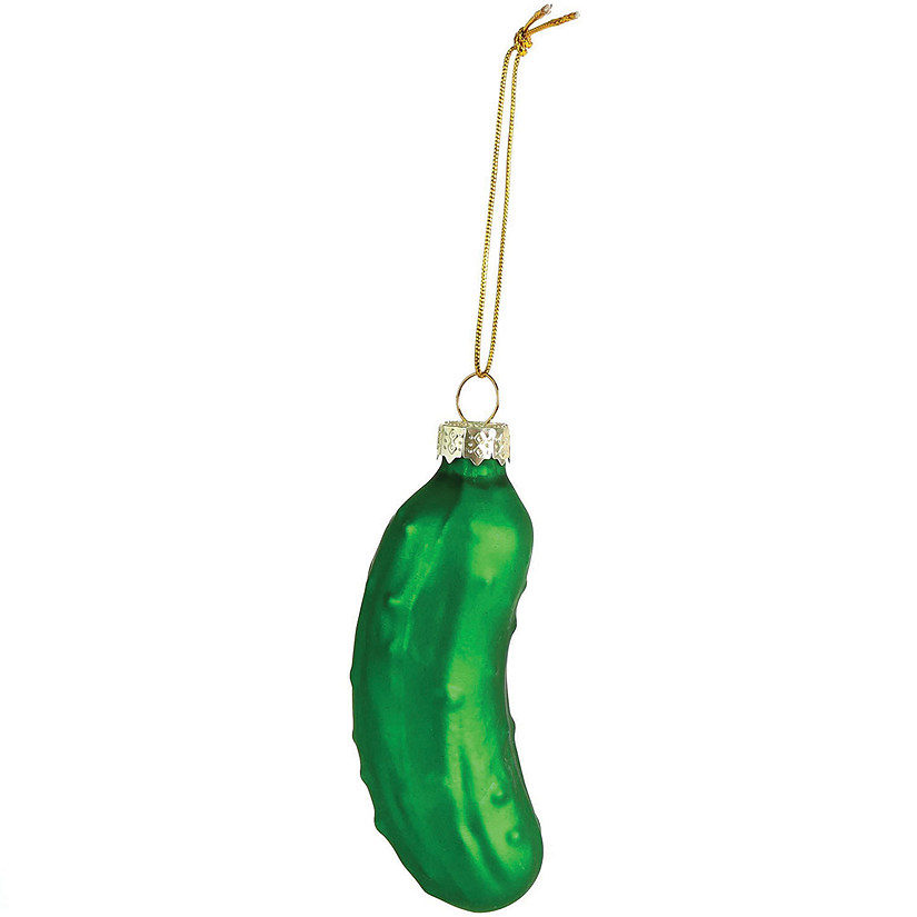 Ornativity Christmas Pickle Tree Ornament - Traditional Glass Blown Green Hanging Pickle Ornaments Image