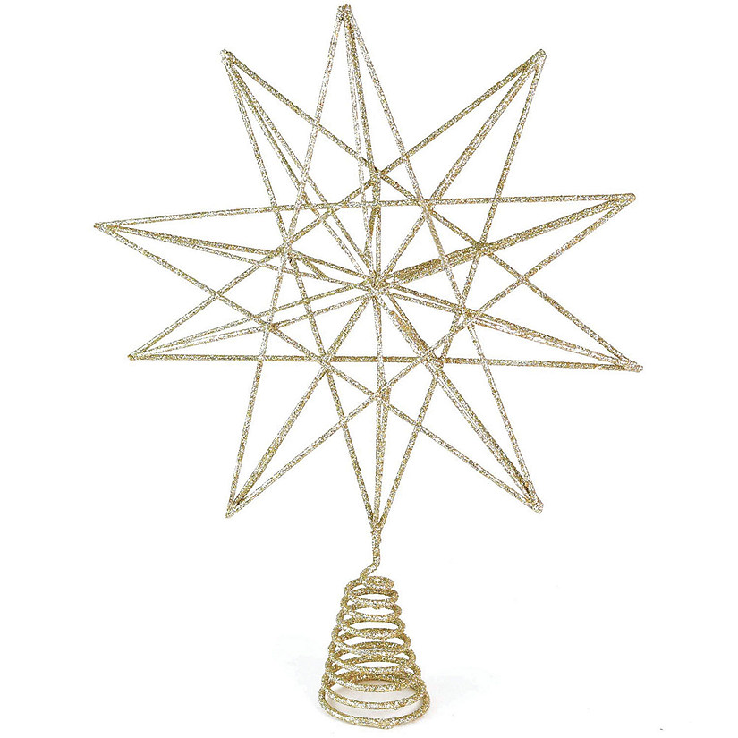 Ornativity Glitter Star Tree Topper - Christmas Sparkly Metal Wire Star Tree Top Ornament Image