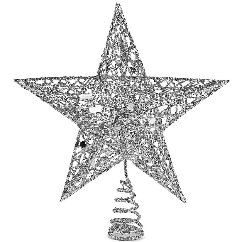 Ornativity Star Tree Topper - Christmas Glitter Star Ornament Treetop Decoration (Silver) Image