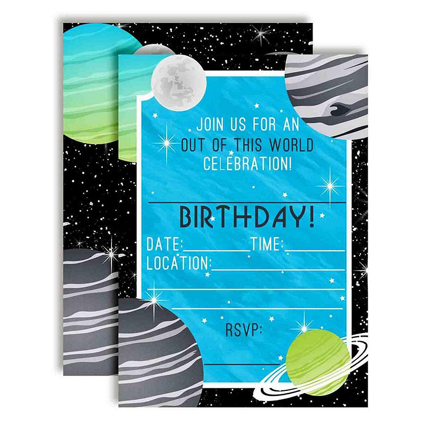 Outer Space Planets Birthday Party Invitations 40pc. by AmandaCreation Image