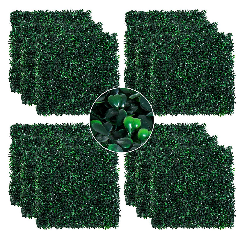 Outsunny 12 Piece 19" x 19" Milan Artificial Grass Water Drainage and Soft Feel Dark Green Image