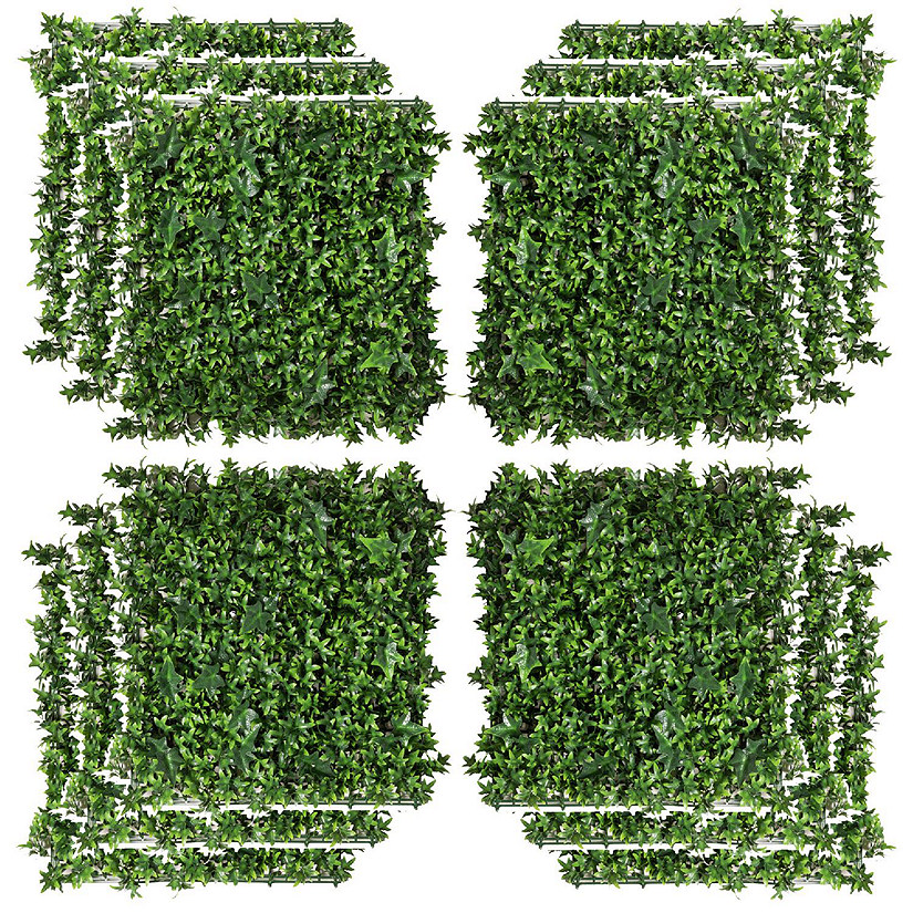 Outsunny 12PCS Artificial Boxwood Wall Panels 20" x 20" Sweet Potato Leaf Privacy Fence Screen Faux Hedge Greenery Backdrop for Home Garden Backyard Balcony Image