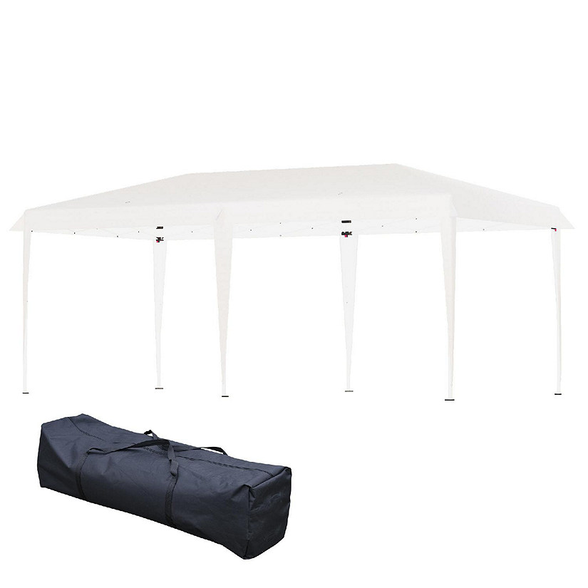 Outsunny 19' x 10' Heavy Duty Pop Up Canopy Sturdy Frame UV Fighting Roof Carry Bag for Patio Backyard Beach Garden White Image