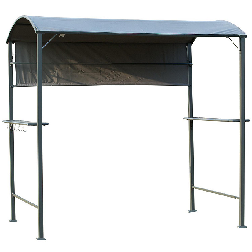Outsunny 7FT Grill Gazebo BBQ Canopy Sun Shade Panel Side Awning 2 Exterior Serving Shelves 5 Hooks for Patio Lawn Backyard Image
