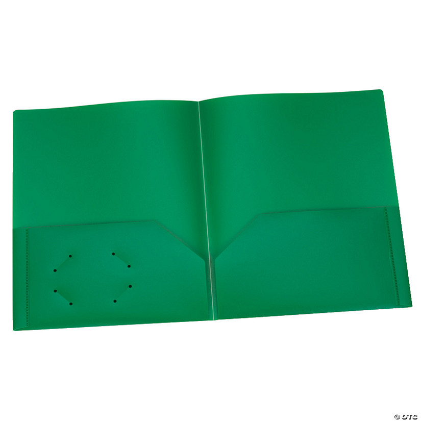 Oxford Poly Two Pocket Portfolio, Green, Pack of 25 Image