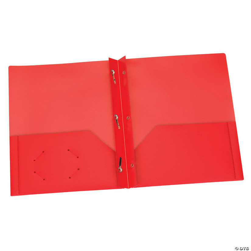 Oxford Red Poly Two Pocket Portfolio with Prongs, Pack of 25 Image
