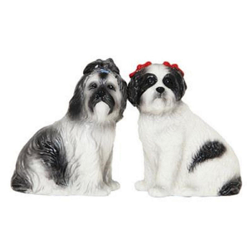 Pacific Trading Black and White Shih Tzu Dogs Ceramic Salt and Pepper Shaker Set Image