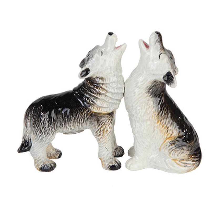 Pacific Trading Howling Wolves Ceramic Salt and Pepper Shaker Set 3.75 Inch Image