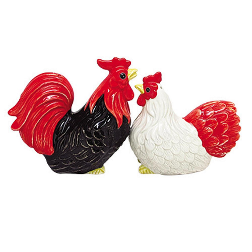 Pacific Trading Rooster and Hen Ceramic Salt and Pepper Shaker Set 3.5 Inch Image