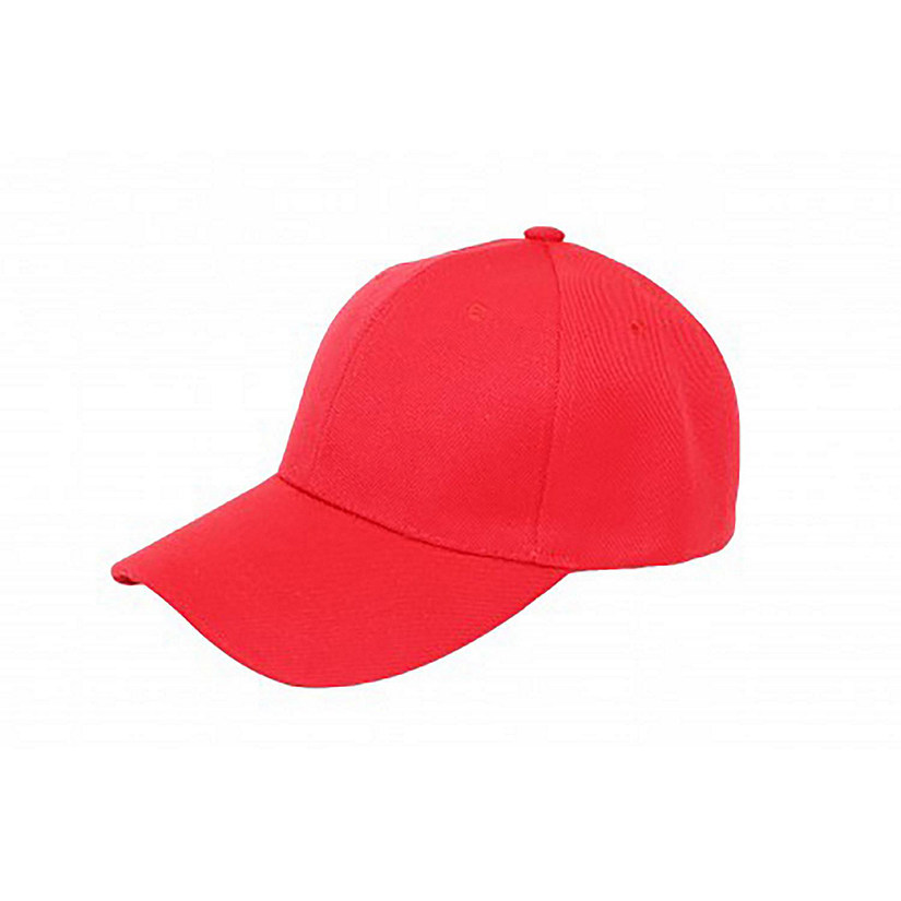 Pack of 15 Bulk Wholesale Plain Baseball Cap Hat Adjustable (Red) Image