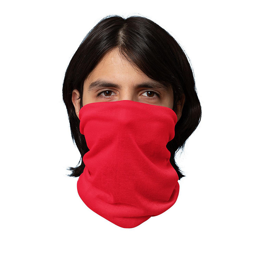 Pack of 3 Face Covering Neck Gaiter Elastic and Microfiber Breathable Tube Neck Warmer (Red) Image