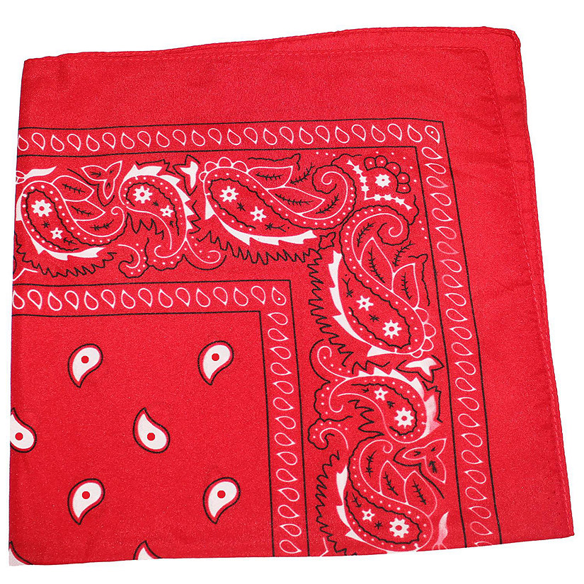 Pack of 3 X-Large Polyester Non Fading Paisley Bandanas 27 x 27 In - Party and Decoration (Red) Image
