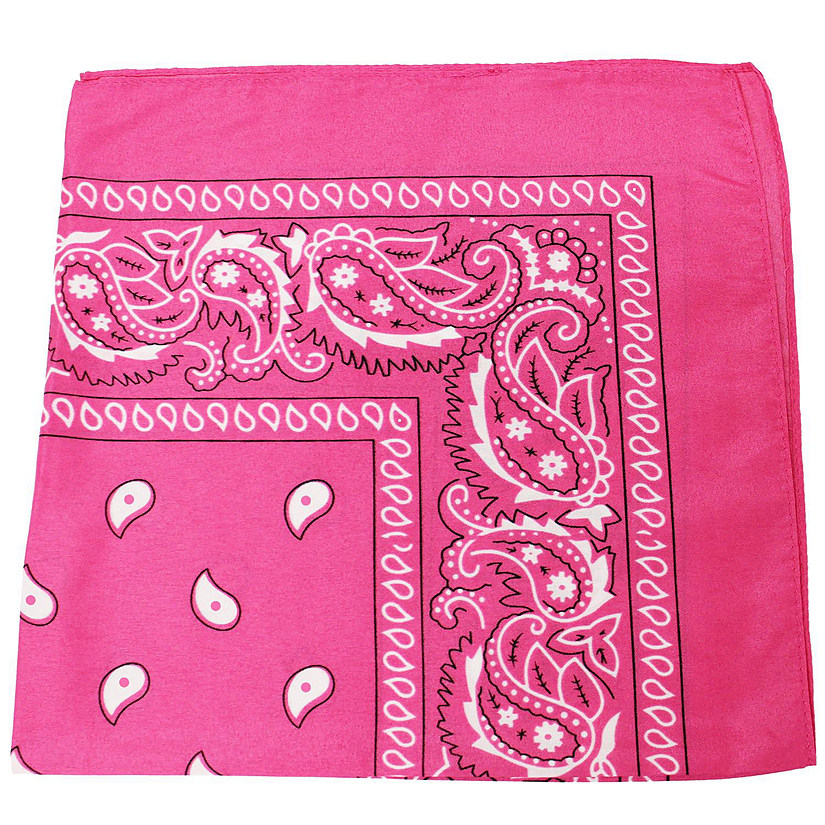 Pack of 4 X-Large Paisley Cotton Printed Bandana - 27 x 27 inches (Hot Pink) Image