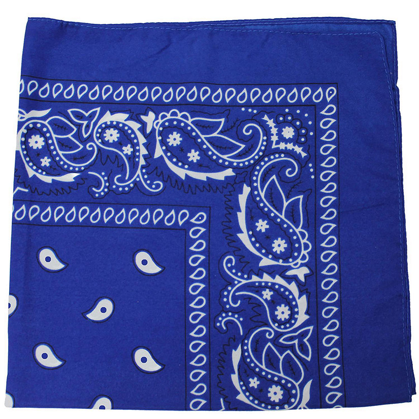 Pack of 4 X-Large Paisley Cotton Printed Bandana - 27 x 27 inches (Royal Blue) Image