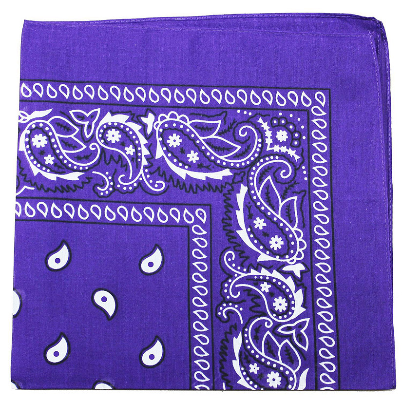 Pack of 5 X-Large Paisley Cotton Printed Bandana - 27 x 27 inches(Purple) Image