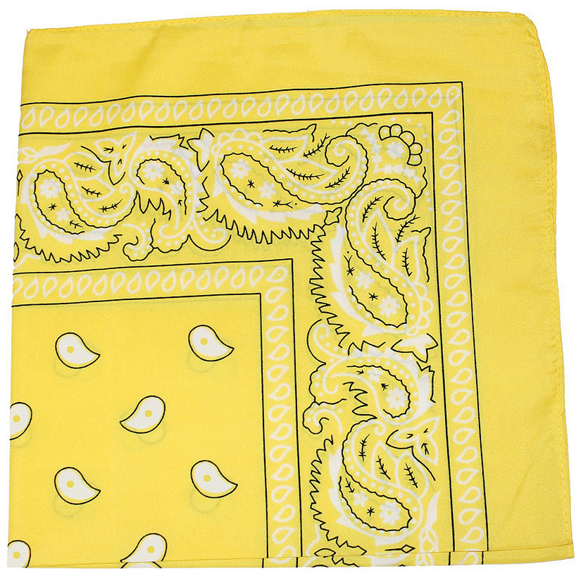 Pack of 5 X-Large Paisley Cotton Printed Bandana - 27 x 27 inches (Yellow) Image