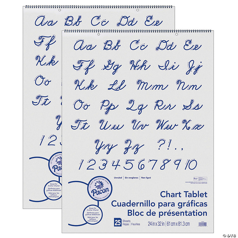 Pacon Chart Tablet, Cursive Cover, Unruled 24" x 32", 25 Sheets, 2 Tablets Image