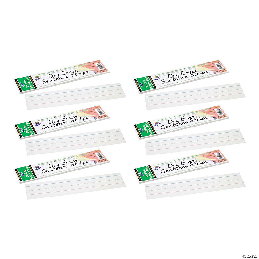 Pacon Dry Erase Sentence Strips, White, 1-1/2" X 3/4" Ruled, 3" x 12", 30 Per Pack, 6 Packs Image