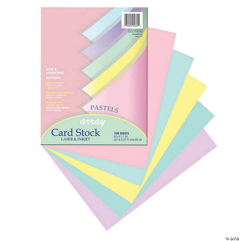 Pacon Pastel Card Stock, 5 Assorted Colors, 8-1/2" x 11", 100 Sheets Image