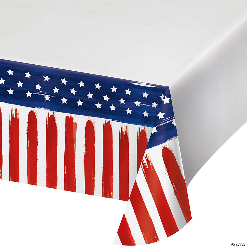 Painterly Patriotic Paper Tablecloth Image