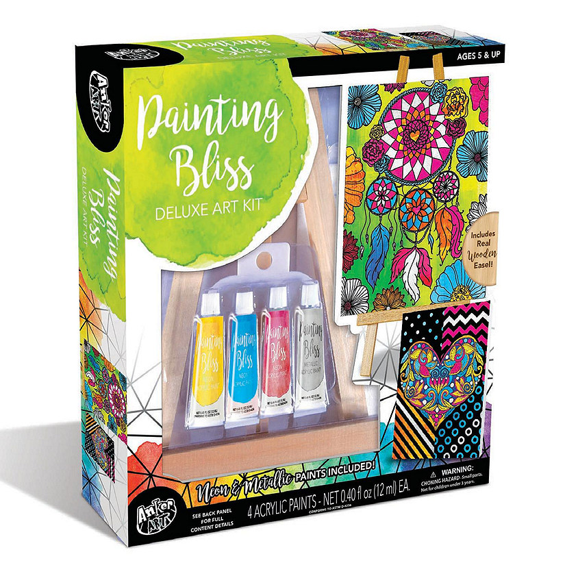 Painting Bliss Deluxe Art Kit With Wooden Tabletop Easel Image