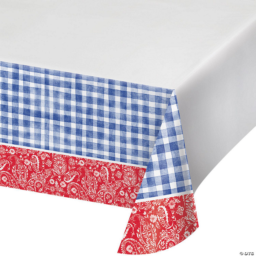 Paisley and Plaid Picnic Paper Tablecloths, 3 ct Image