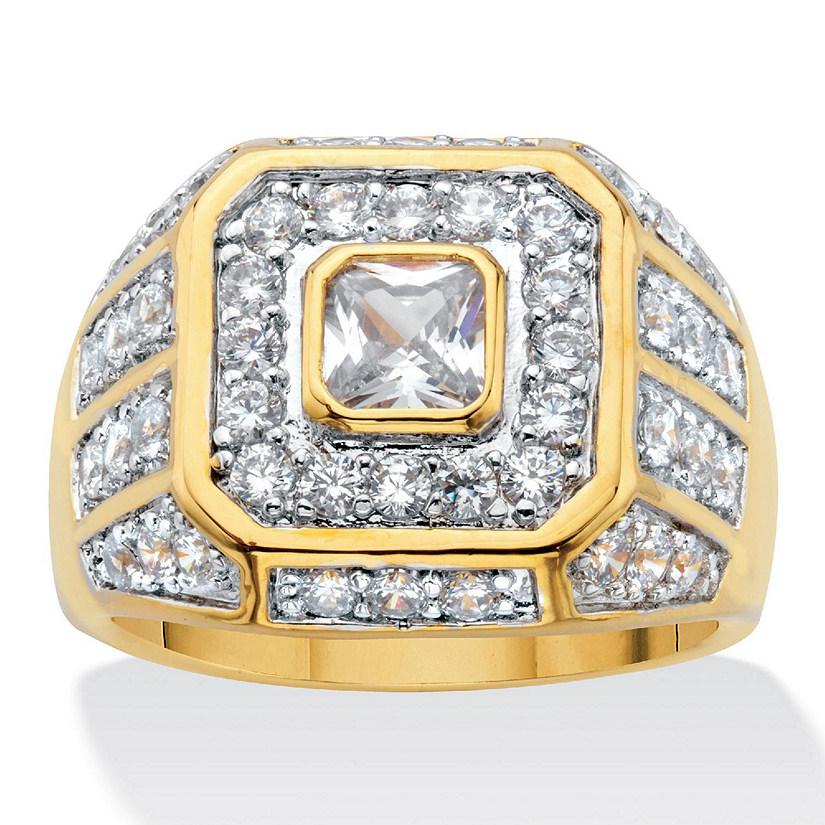PalmBeach Jewelry Men's Yellow Gold-plated Cushion Cubic Zirconia Ring Sizes 8-16 Size 8 Image