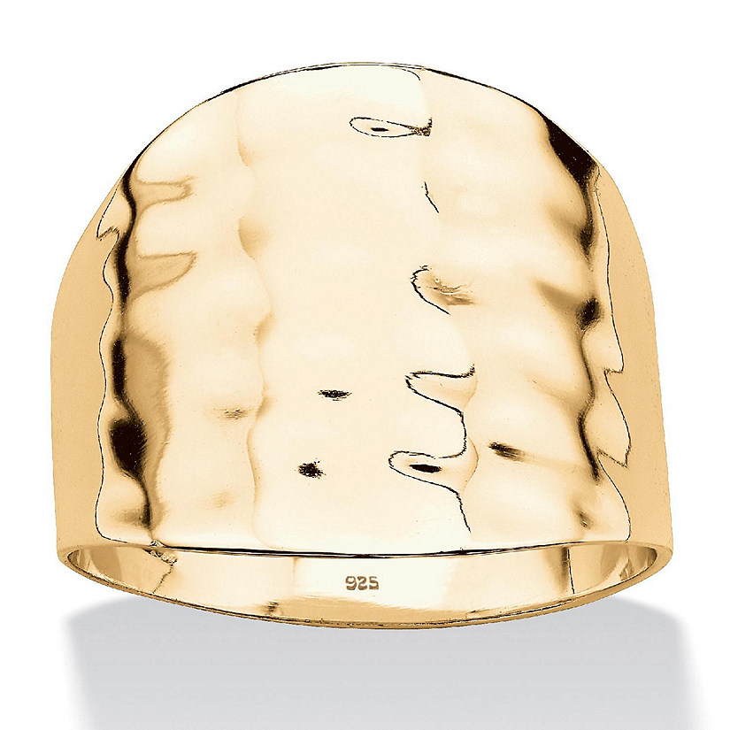 PalmBeach Jewelry Yellow Gold-plated Sterling Silver Hammered Dome Ring (5mm) Sizes 5-10 Size 10 Image