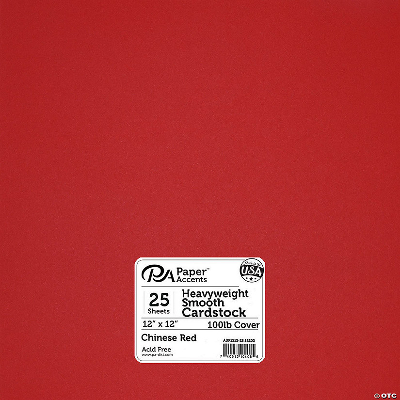 Paper Accents Cardstock 12"x 12" Heavyweight Smooth 100lb Chinese Red 25pc&#160; &#160;&#160; &#160; Image