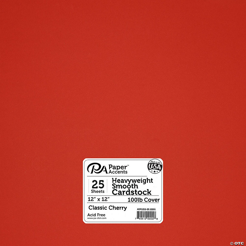 Paper Accents Cardstock 12"x 12" Heavyweight Smooth 100lb Classic Cherry 25pc&#160; &#160;&#160; &#160; Image