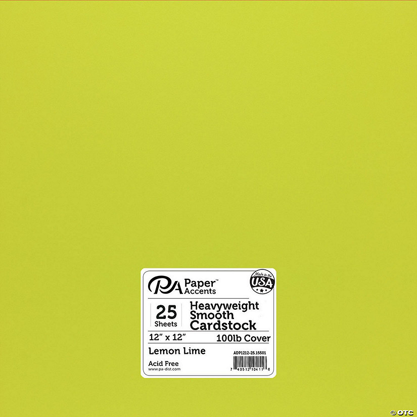 Paper Accents Cardstock 12"x 12" Heavyweight Smooth 100lb Lemon Lime 25pc&#160; &#160;&#160; &#160; Image