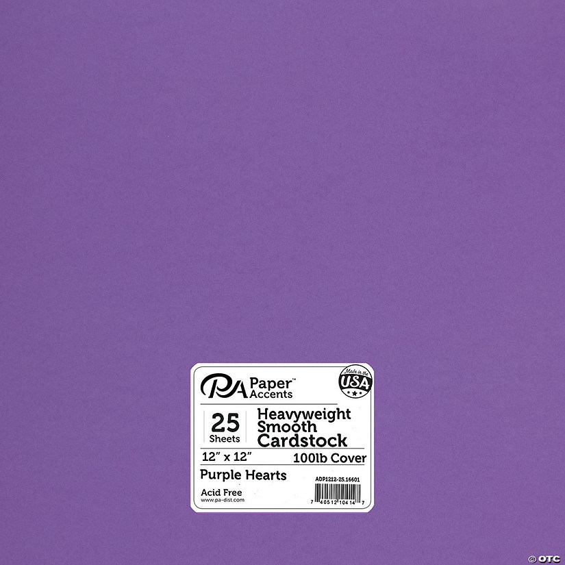 Paper Accents Cardstock 12"x 12" Heavyweight Smooth 100lb Purple Hearts 25pc&#160; &#160;&#160; &#160; Image